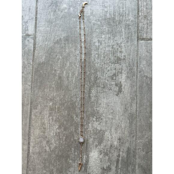Los Angeles Boutique Rose Gold Long Chain Fashion Boho Gemstone Necklace NEW - Picture 6 of 8